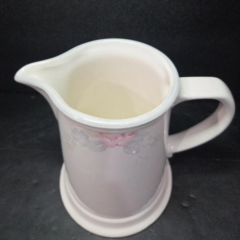 Pfaltzgraff Wyndham Pitcher, Vintage Pink & Blue Flowers Design Floral Tableware